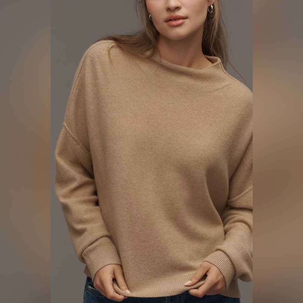 Alani Cashmere Mockneck Sweater by Pilcro in Sand Dollar